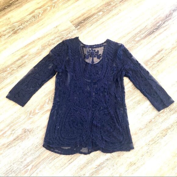 Kenar blue sheer lace top XS - Picture 3 of 9